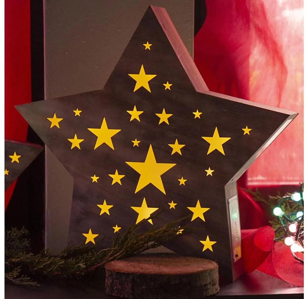 Decorațiune LED de Crăciun Retlux LED/2xAAA lemn stea