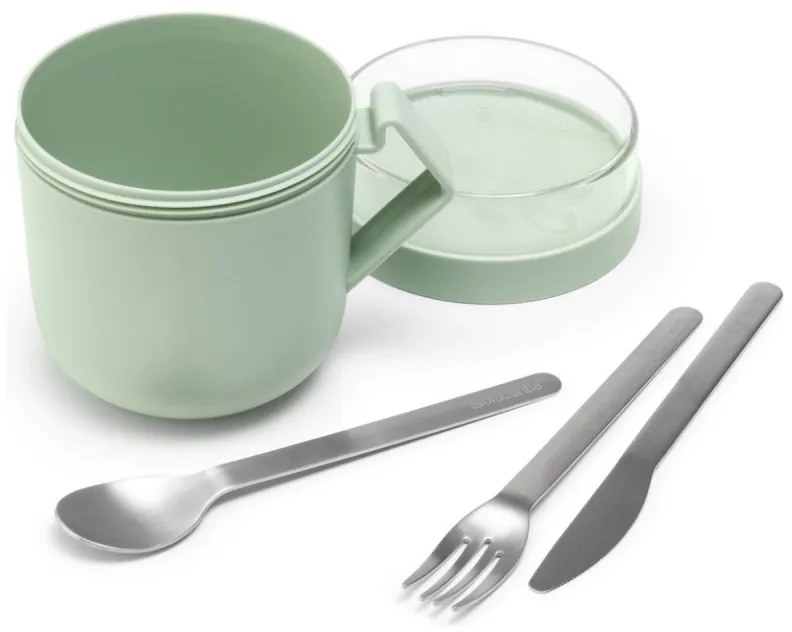 Ceasca pentru supa cu capac Brabantia Make&Take 1006294, 600+180 ml, Capac cu infiletare, Fara BPA, Verde
