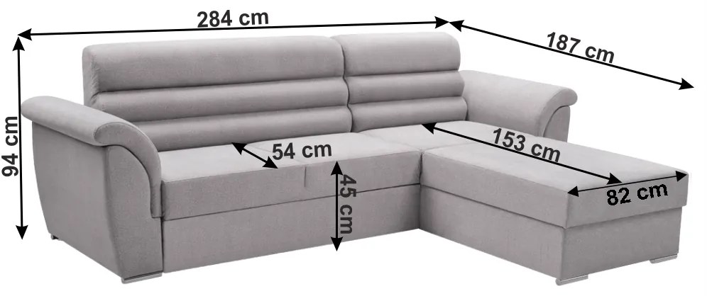 Set de canapea, ţesătură Queens gri deschis, dreapta, FABO
