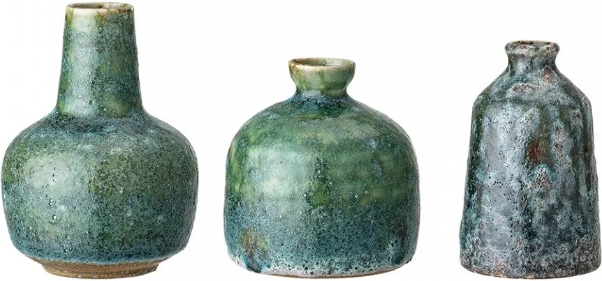 Set 3 vaze vezi/albastre din ceramica Stona Bloomingville