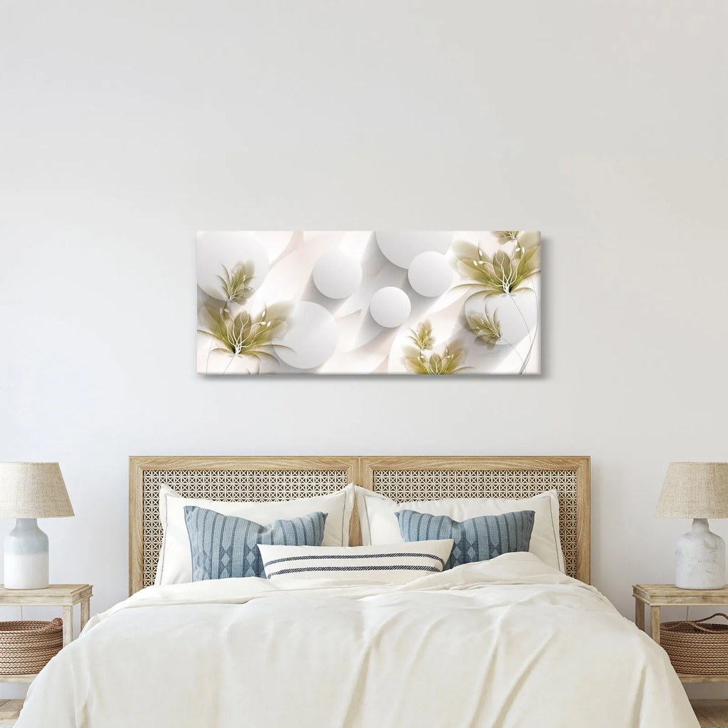 Tablou - 3D cercuri cu flori (120x50 cm)