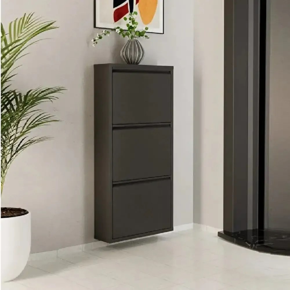 Pantofar 3 usi,din metal,culoare antracit
