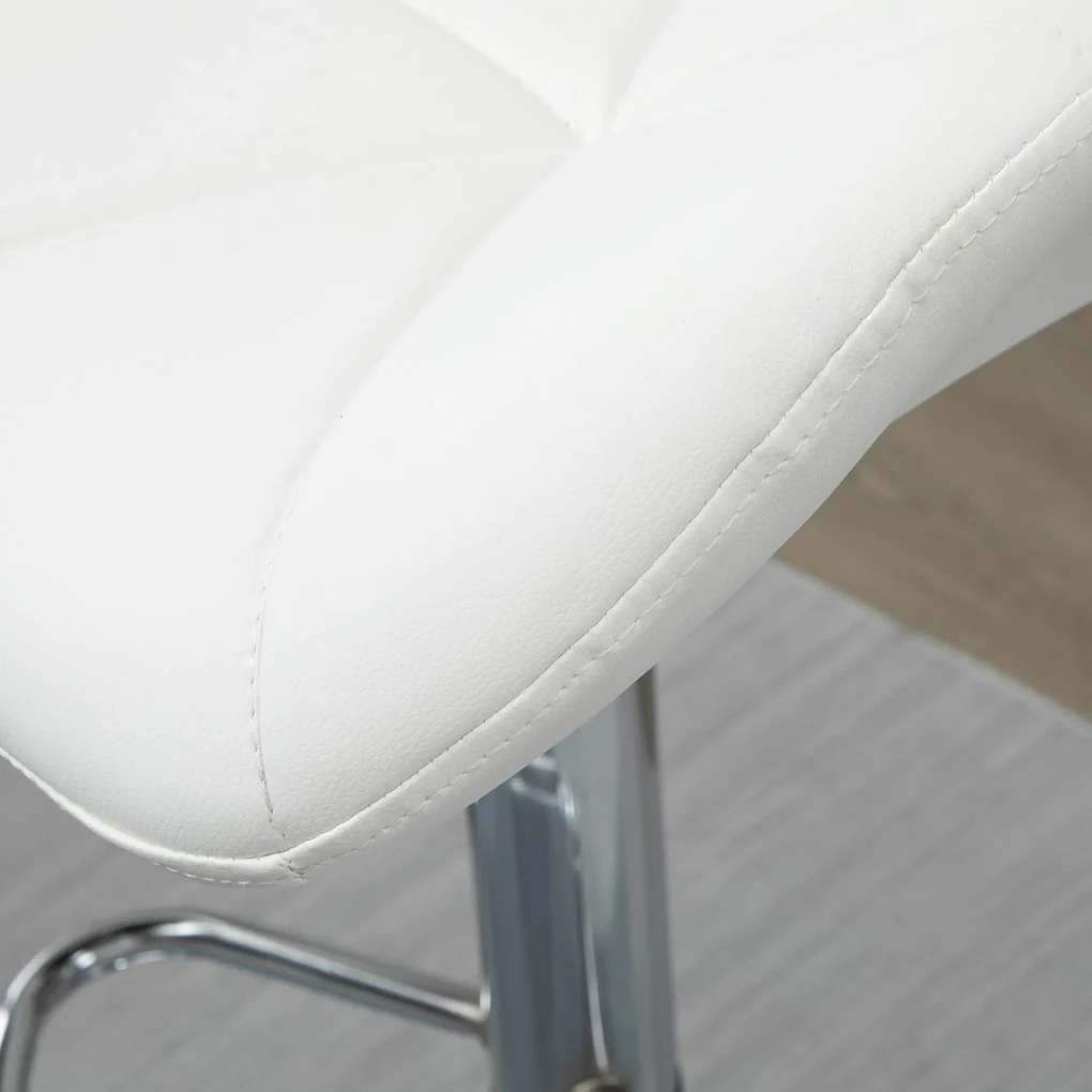 HOMCOM Scaun Bar Reglabil Pivotante si Antiderapant, Scaun bar Modern,Sarcina Maxima 120 kg,Elegante și Confortabile,Albe | Aosom Romania