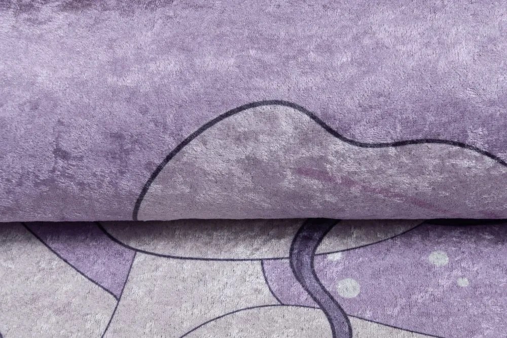 Covor violet pentru copii cu un motiv de balerină la Turnul Eiffel Lăţime: 80 cm | Lungime: 150 cm