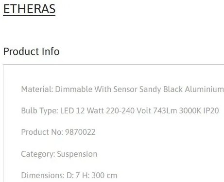 Pendul LED design minimalist ETHERAS negru
