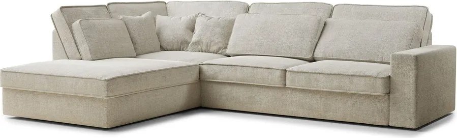 Colțar grej cu tapițerie din chenille (cu colț pe partea stângă/în formă de ”L”) Kirou – Maison de Rêve