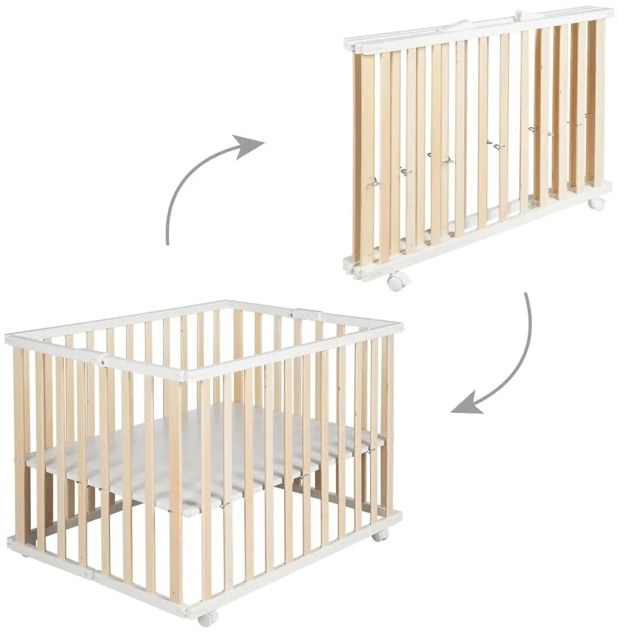 Țarc pentru copii alb-natural 100x75 cm – Roba