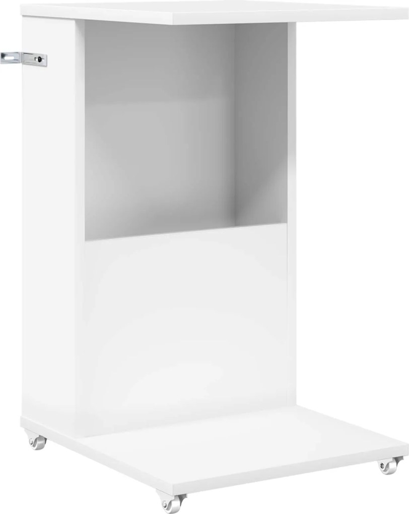 vidaXL Masă laterală cu roata Alb 40 x 35 x 60 cm Lemn compozit