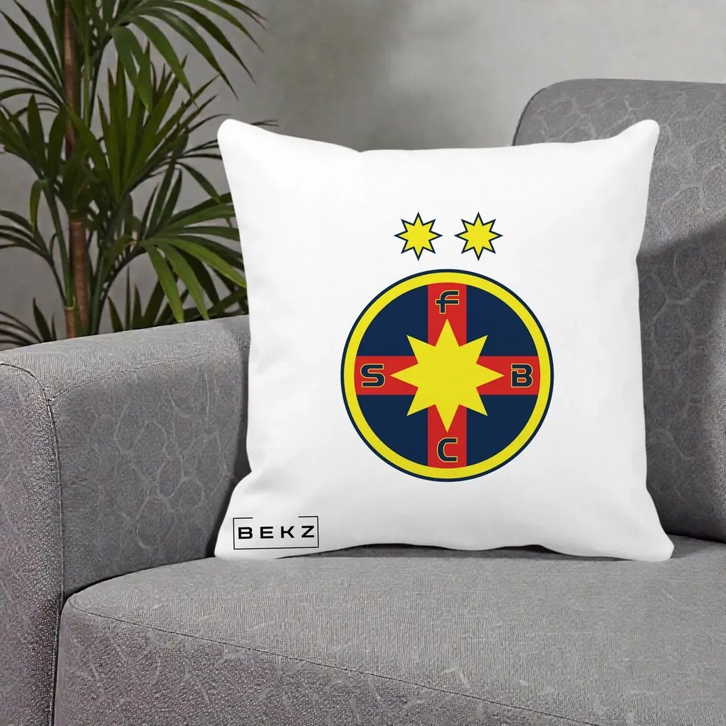 Perna Personalizata FCSB Fotbal Club Steaua Bucuresti, 40x40 cm, Alba Mata, Husa Detasabila, Perna Inclusa, BEKZ®
