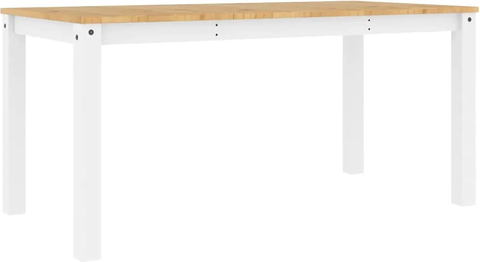 vidaXL Masă de sufragerie „Panama”, alb, 160x80x75 cm, lemn masiv pin
