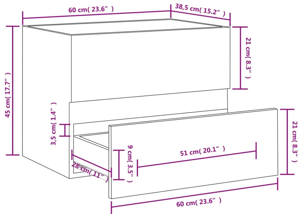 Dulap de chiuveta, sonoma gri, 60x38,5x45 cm, lemn prelucrat sonoma gri, Dulap pentru chiuveta, 1