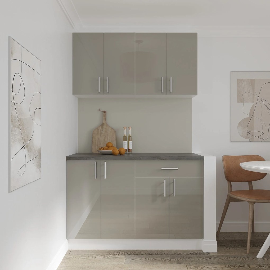 Corp haaus Karo, 1 Sertar, 2 Usi, Gri Lucios/Alb, MDF, 60 x 50 x 80 cm