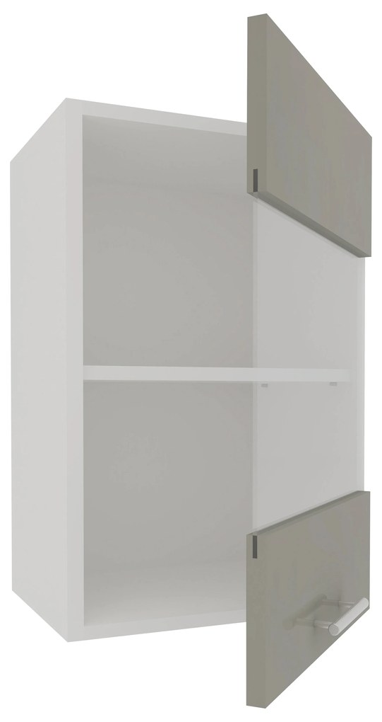 Corp haaus Karo, O Usa, cu sticla, Gri Lucios/Alb, MDF, 40 x 30 x 60 cm