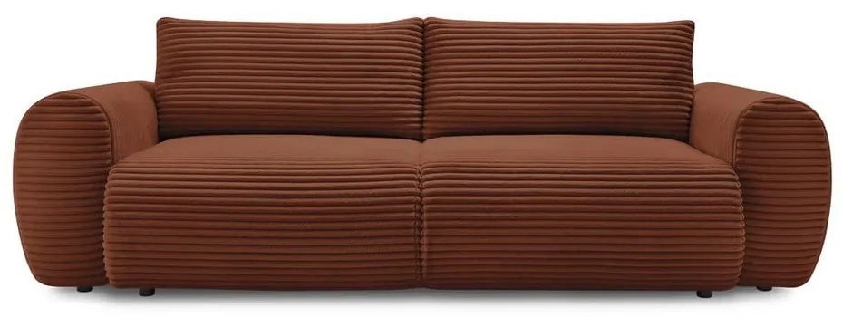 Canapea cărămizie extensibilă cu tapițerie din catifea reiată 257 cm Lucien – Bobochic Paris