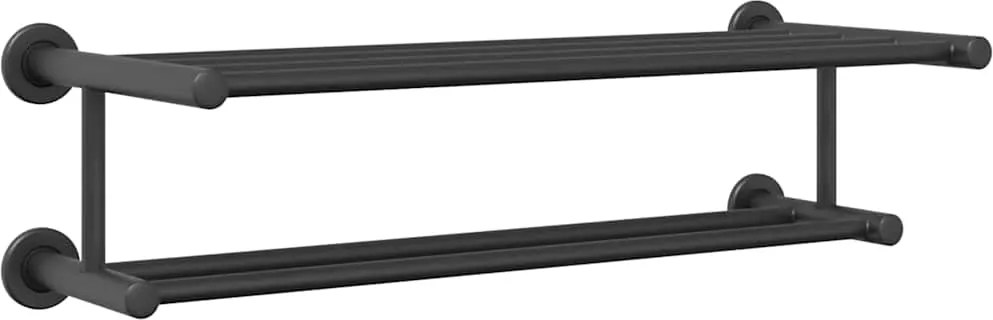 vidaXL Suport pentru prosoape Negru 61 x 23 x 17 cm Oțel inoxidabil