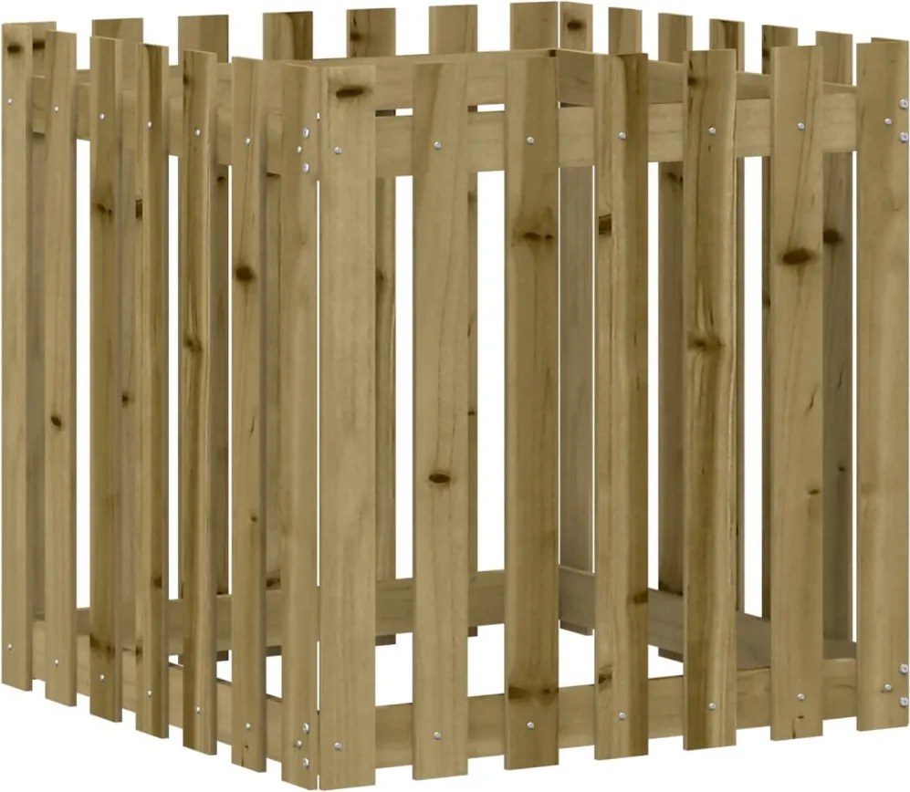vidaXL Jardinieră grădină cu design gard, 70x70x70 cm, lemn pin tratat