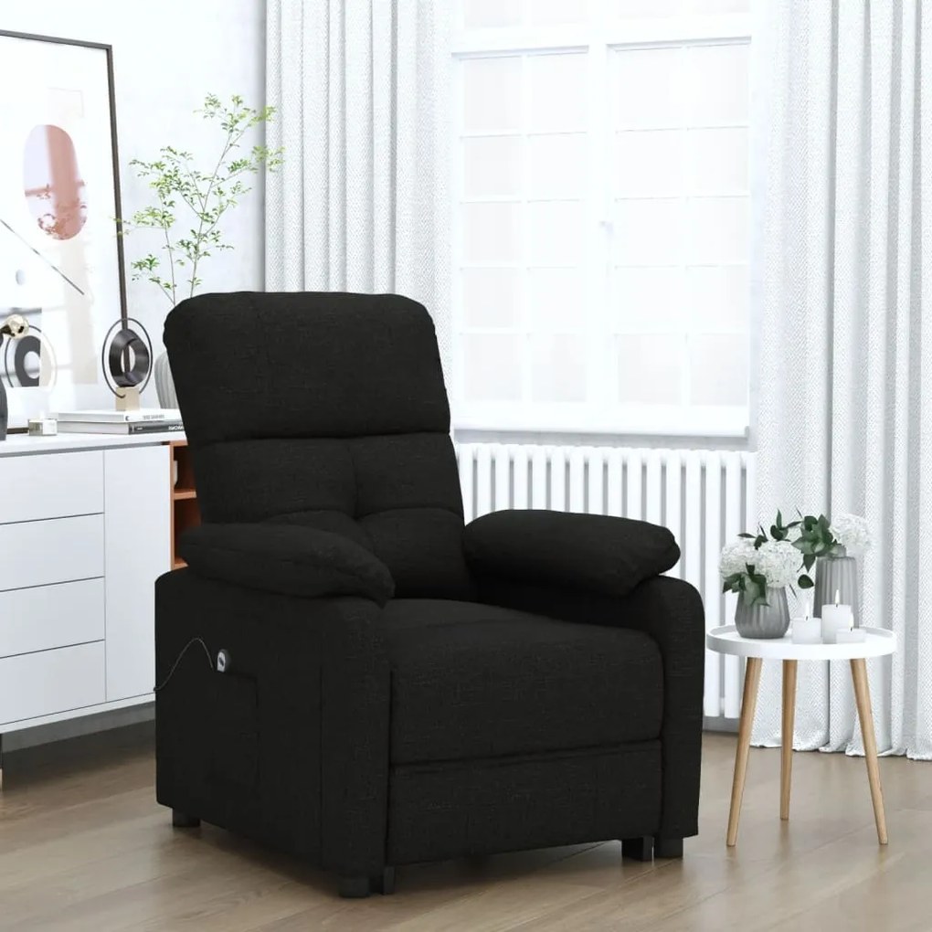 3073804 vidaXL Fotoliu rabatabil electric, negru, material textil