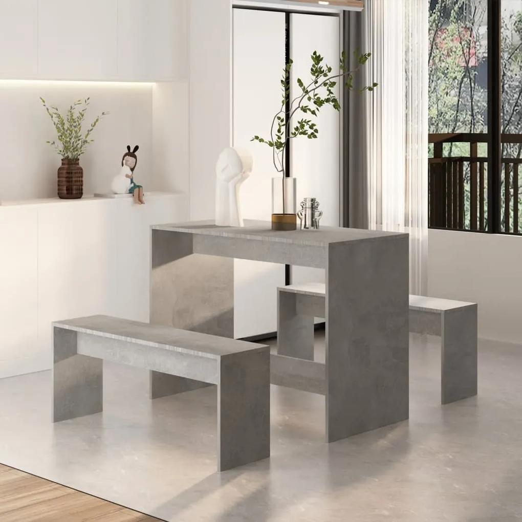 Set mobilier de bucatarie, 3 piese, gri beton, PAL Gri beton, 1