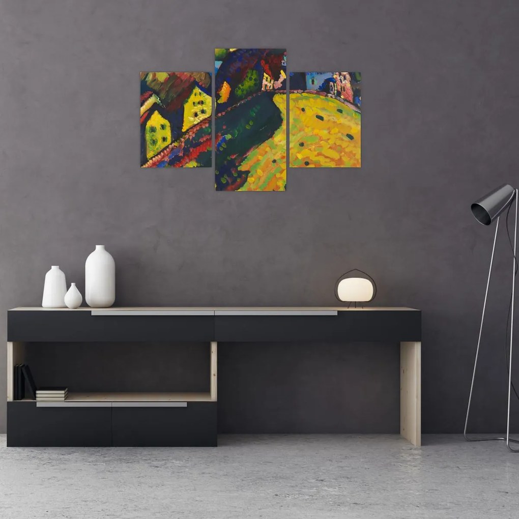 Tablou - Vasily Kandinsky, Houses at Murnau, reproducere (90x60 cm)