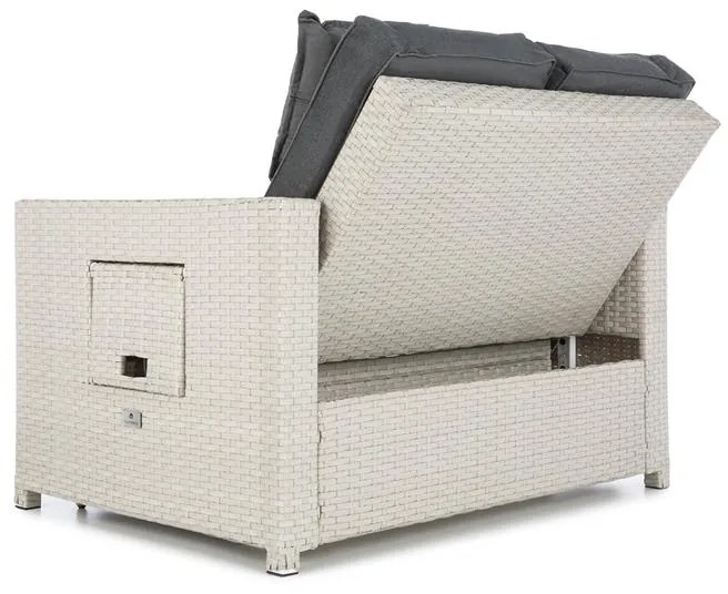 Zona de confort Rattan canapea pentru camera de zi, cu două locuri, din răchită 121x86x99cm 10cm, plianta siextensibila, alba