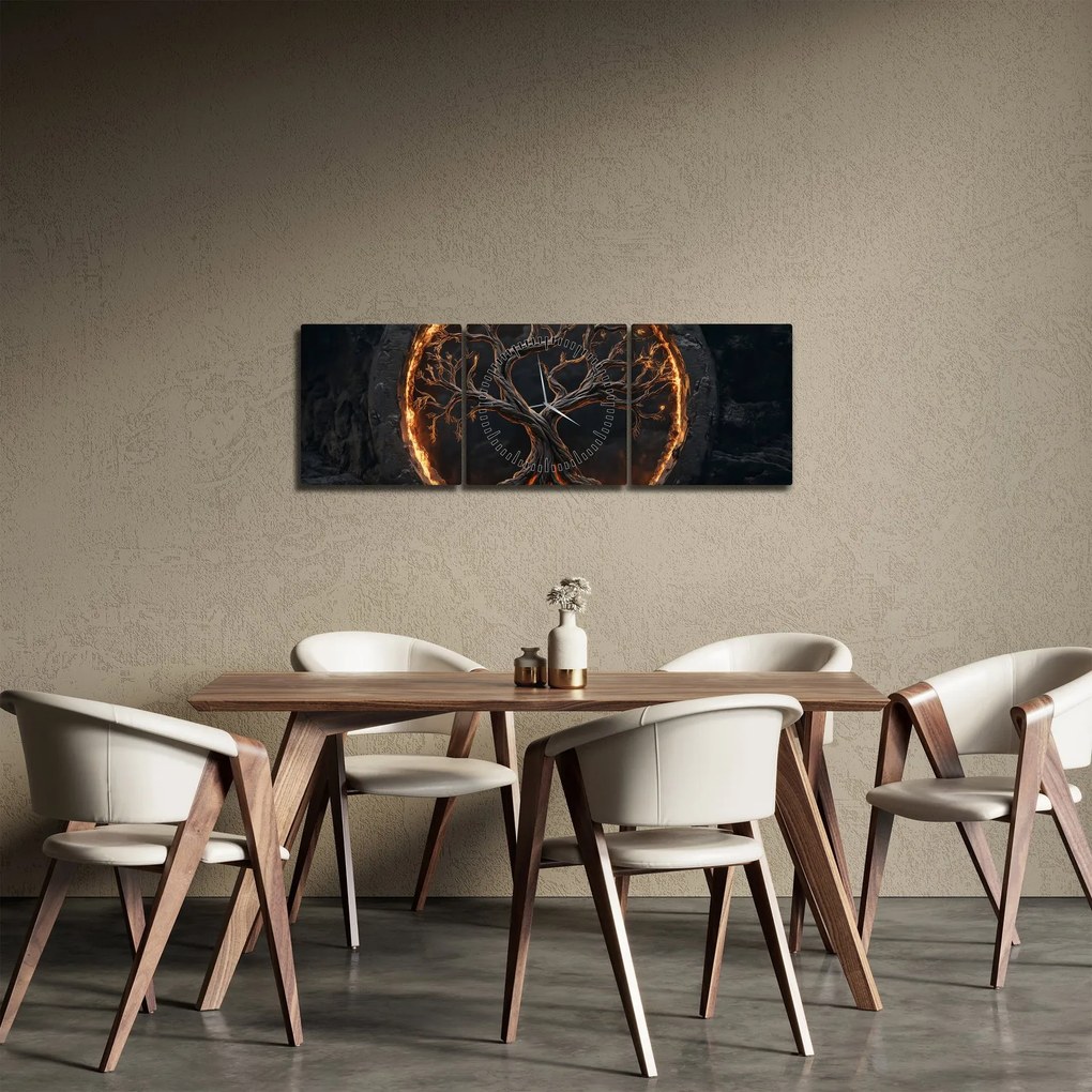 Tablou – Arborele vieții în lavă I. (cu ceas) (90x30 cm)