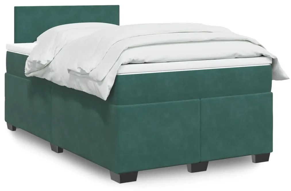 3288579 vidaXL Pat box spring cu saltea, verde închis, 120x200 cm, catifea