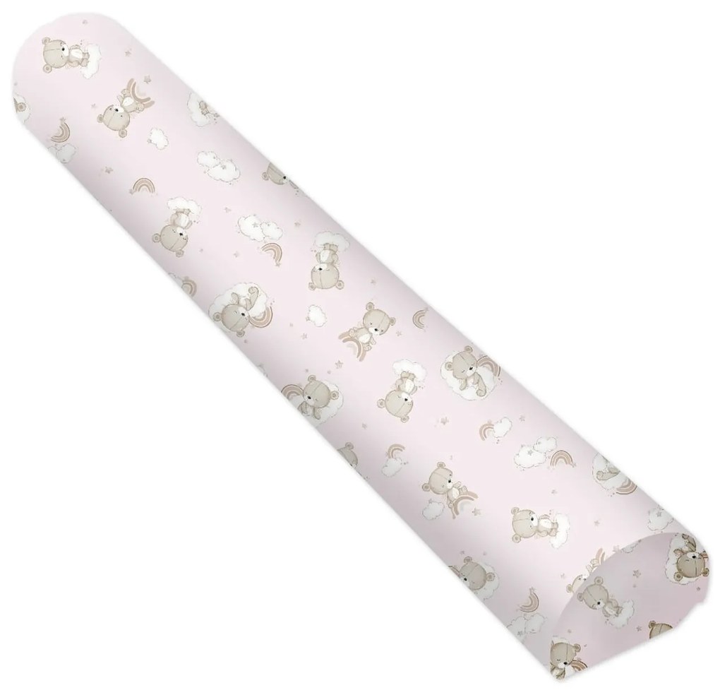 Protectie pat copii din burete cu husa bumbac detasabila Kidizi Sleepy Teddy,  ideala si ca protectie perete pat