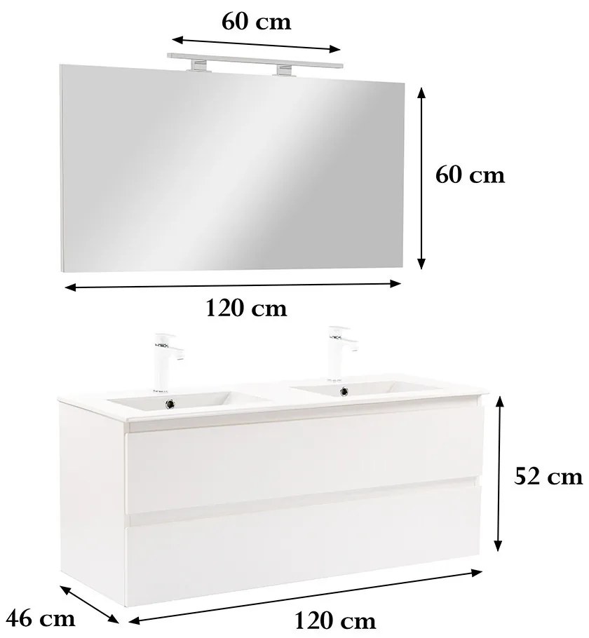 Mobilier complet de baie Vario Forte 120 alb-alb