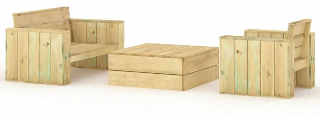 3096638 vidaXL Set mobilier de grădină, 3 piese, lemn masiv pin tratat