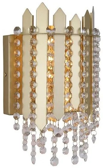 Aplica de perete metal auriu, cristale din sticla Spear