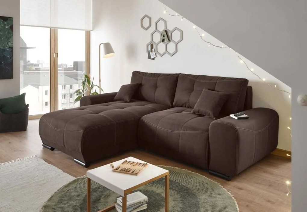 Coltar extensibil, Alvi, cu sezlong interschimbabil, 267 x 91 x 185 cm, espresso