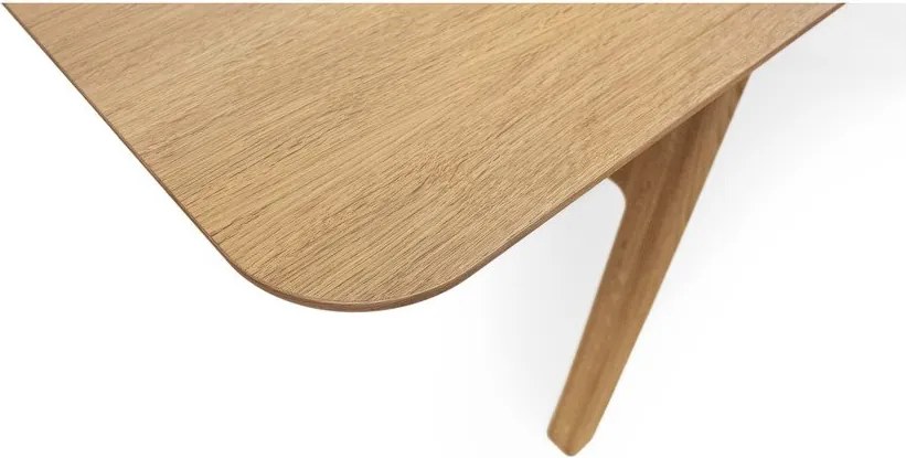Masă de dining extensibilă cu aspect de lemn de stejar cu blat suplimentar 90x180 cm Curved – Woodman