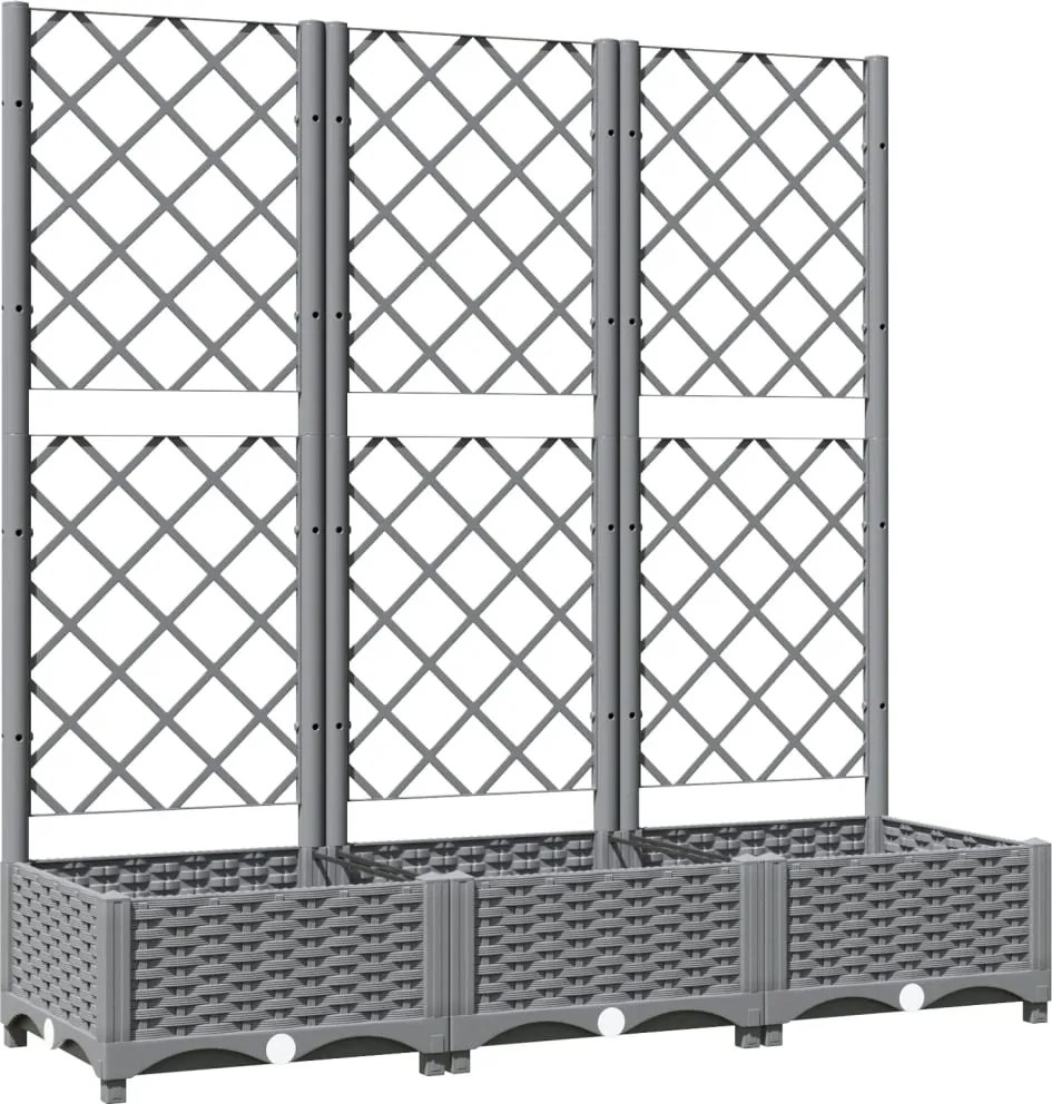 vidaXL Jardinieră de grădină cu spalier gri deschis 120x40x121,5 cm PP