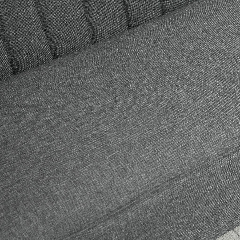 HOMCOM Canapea Moderna Desing Minimalist din Material Textil si Lemn fara Cotiere, Gri inchis 117x56.5x77cm
