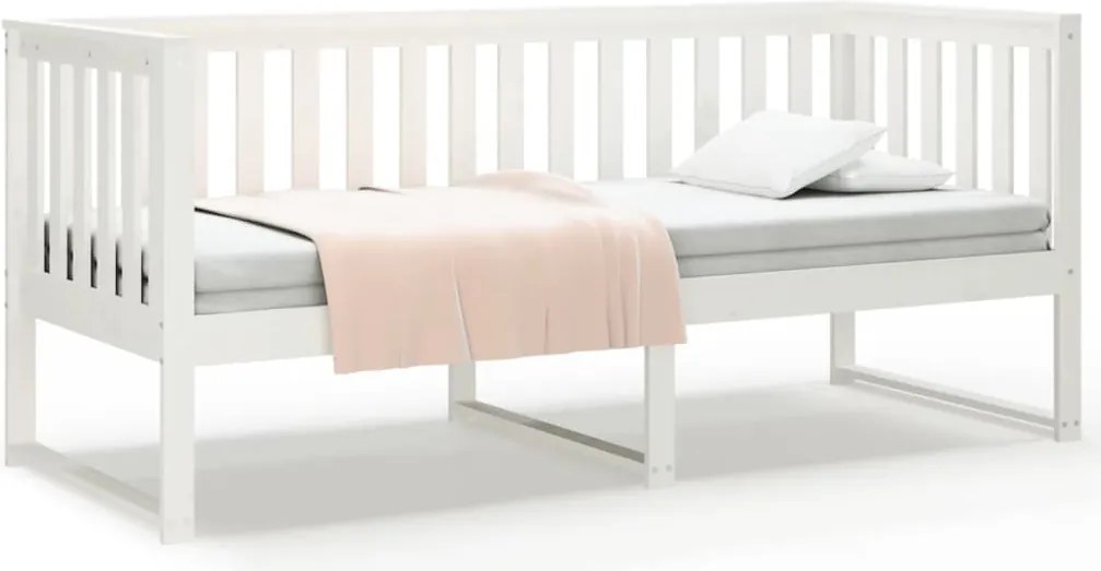 vidaXL Pat de zi fără saltea alb 75x190 cm lemn masiv de pin