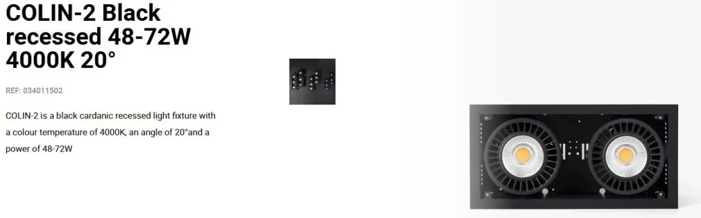 Spot LED incastrabil COLIN-2 Black recessed 48-72W 4000K 20°