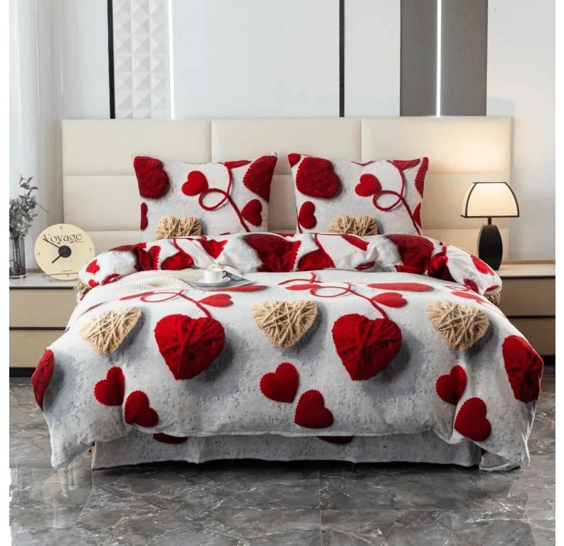 Lenjerie cocolino VELHEART rosie Dimensiune lenjerie de pat: 70 x 80 cm | 140 x 200 cm