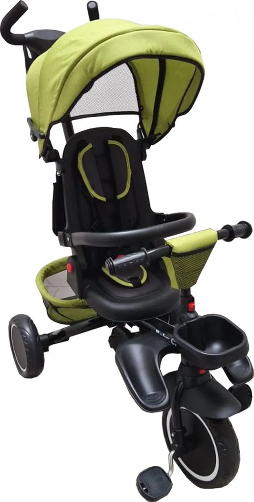 Tricicleta pliabila cu copertina Baby Care™ Folding Trike, Roti din spuma cauciucata EVA, Pedale si maner pentru parinti, Scaun reversibil cu rotire