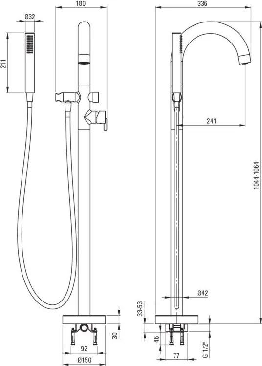 SILIA – Baterie pentru Cadă, de Sine Stătătoare, cu Set de Duș, BQS_D17N Finisaj Titan 🛁✨