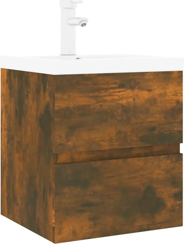 vidaXL Dulap chiuvetă bazin încorporat stejar fumuriu lemn prelucrat