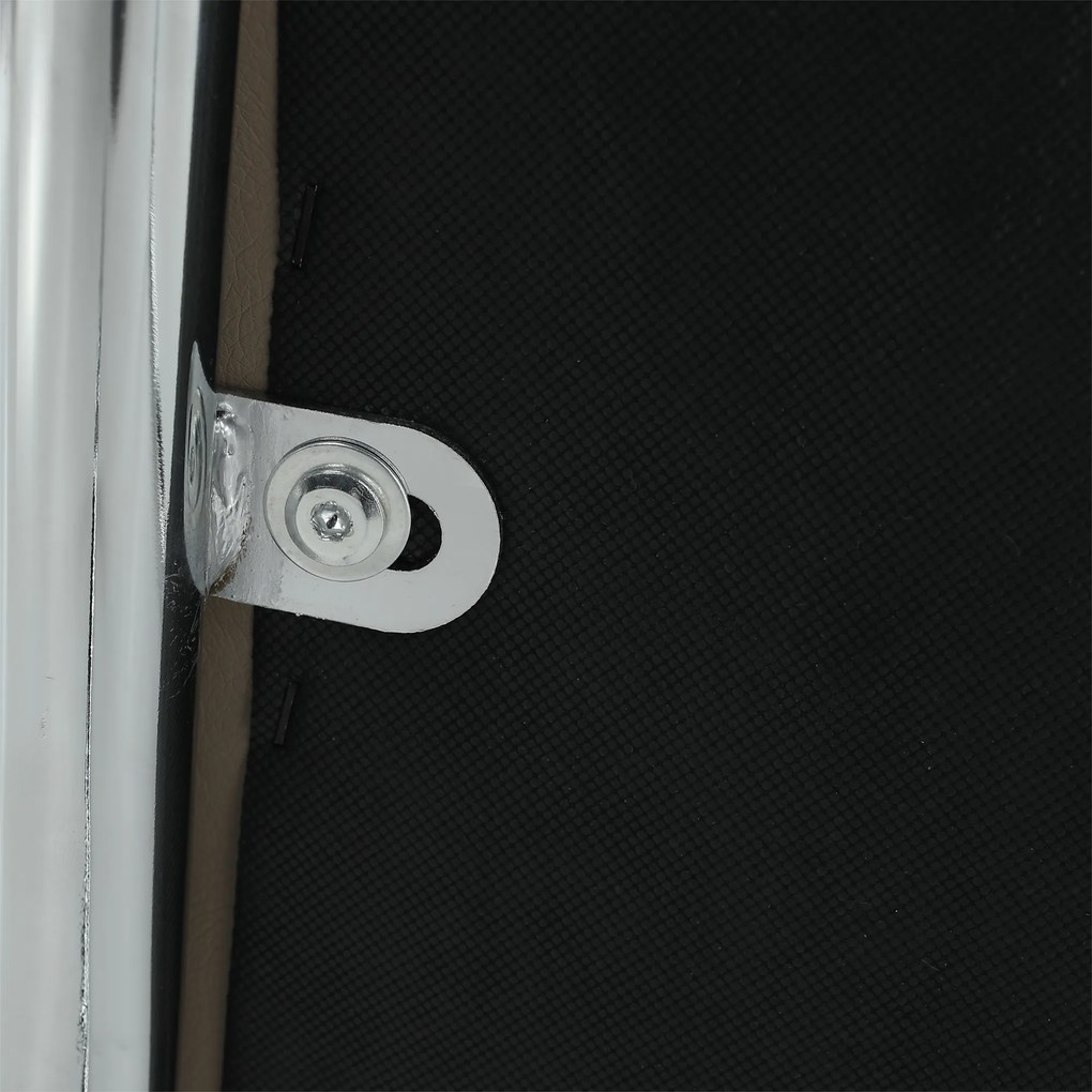 Scaun bucătărie, material textil maro/piele ecologică bej/crom, SALOMA NEW