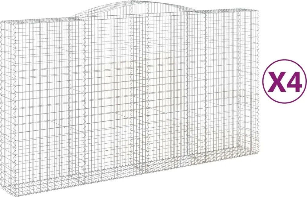 vidaXL Coșuri gabion arcuite, 4 buc, 400x50x220/240cm, fier galvanizat