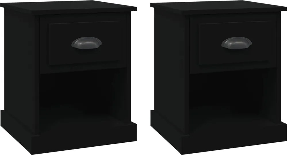 vidaXL Noptiere, 2 buc, negru, 39x39x47,5 cm, lemn prelucrat