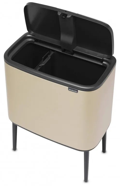 Coș Brabantia Bo Touch 1003214, 11+23 L, Deschidere lină și silențioasă, Deschidere mare, Auriu metalic