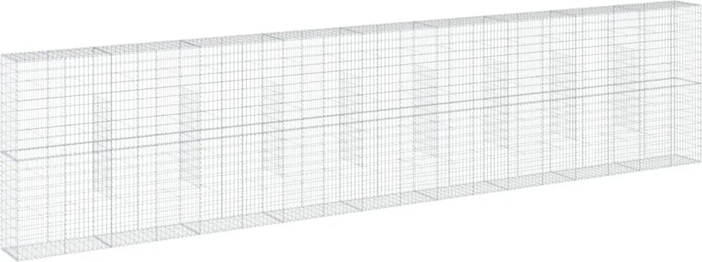 vidaXL Coș gabion cu capac, argintiu, 900x50x200 cm, fier galvanizat