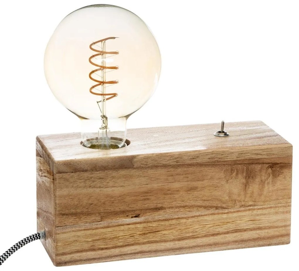 Baza din lemn TIBU pentru bec decorativ, 20 x 8 x 9 cm