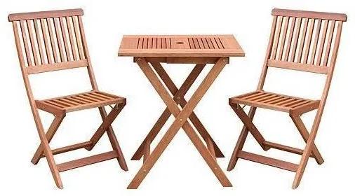 Set mobilier balcon lemn LEQ CARACAS masa + 2 scaune