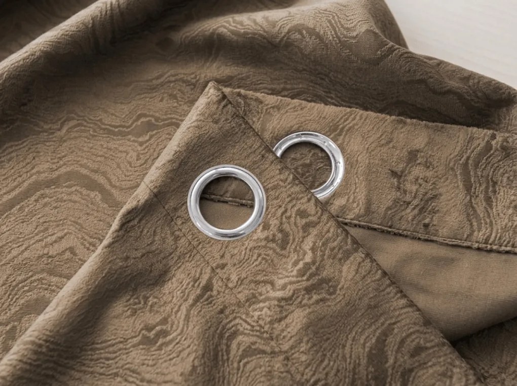 Draperie opaca DUNES VELVET 140x250 cm, bej-maro Agatat: Inele metalice