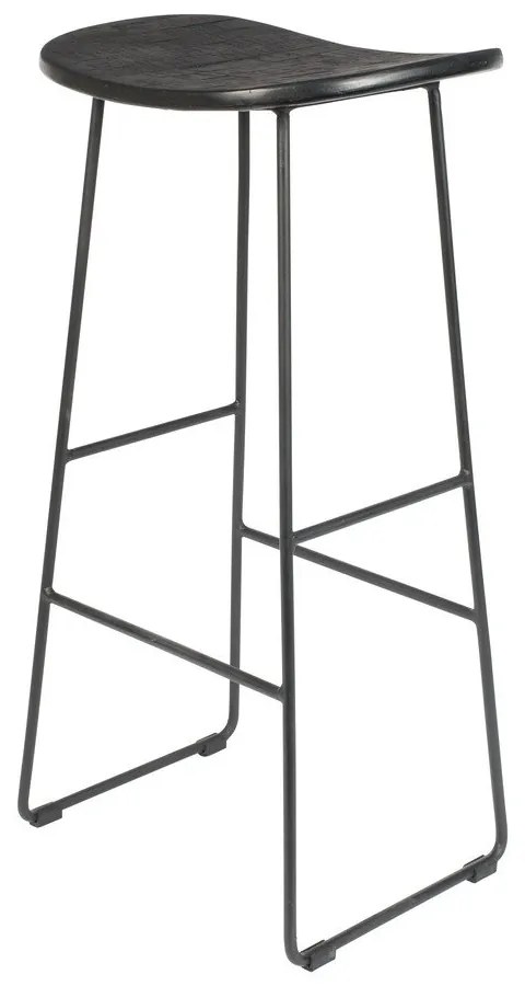 Scaun de bar negru din lemn de tec (înălțime șezut 76 cm) Tangle – White Label