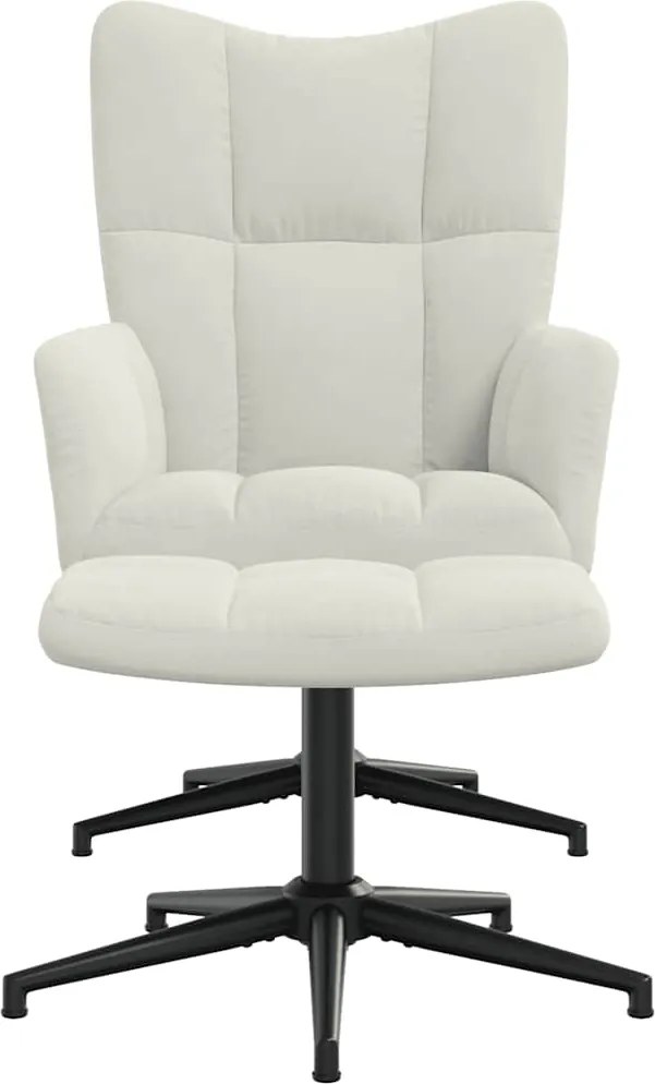 vidaXL Scaun de relaxare cu taburet, alb crem, catifea